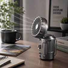 Portable Rechargeable Solar Fan with LED Light & USB Charging 5000mAh
