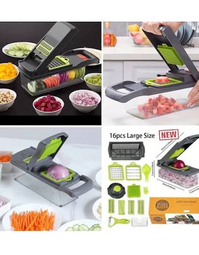 Multifunctional Vegetable Cutter & Chopper | Manual Slicer, Dicer, Grater & Peeler for Fruits, Onion, Potato & Cheese | Stainless Steel Blades