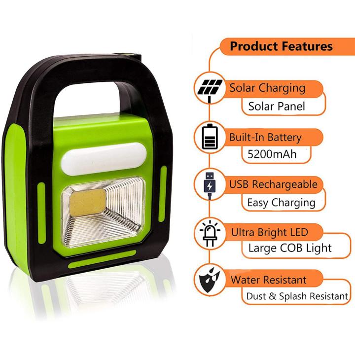 Portable Spotlight Led Work Light USB Rechargeable Solar Power Flashlight Outdoor Travel Lamp For Camping Lantern Use Emergency