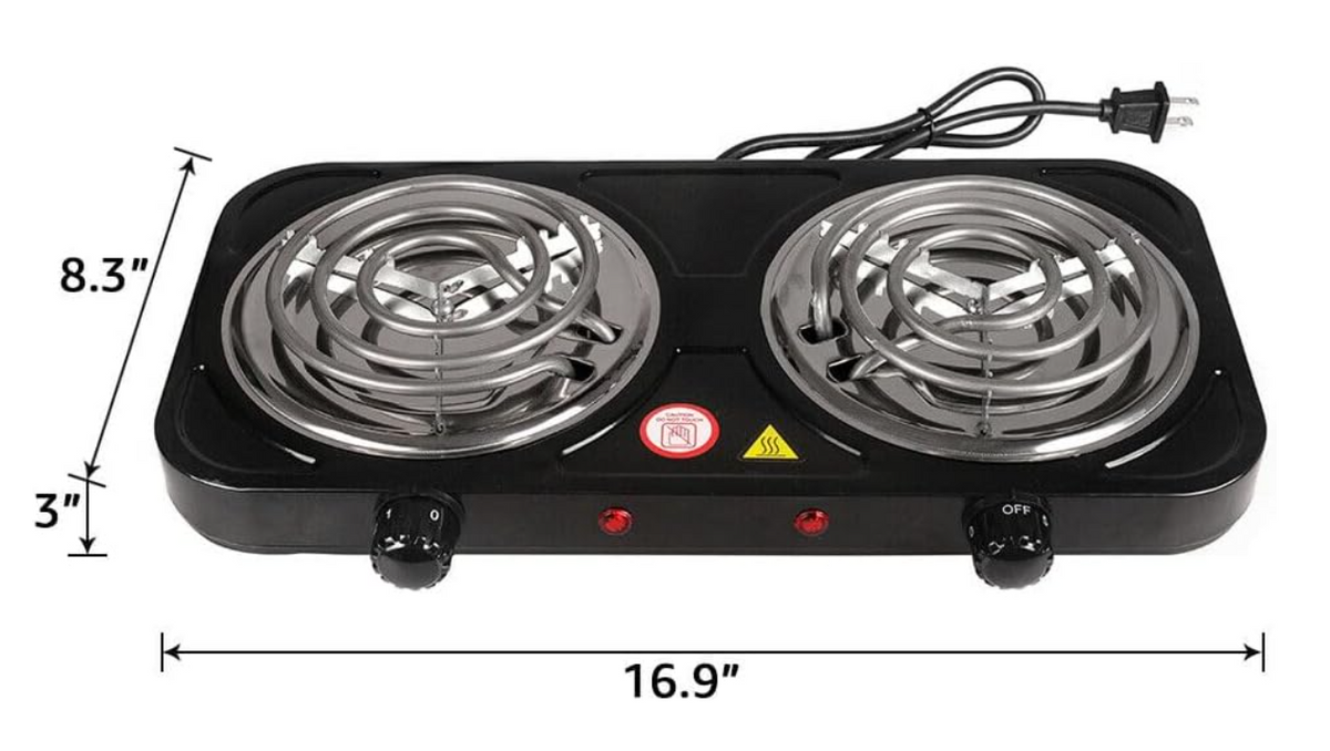 Electric Double Stove Hot Plate - 2000W Portable Dual Burner Cooktop - High-Power
