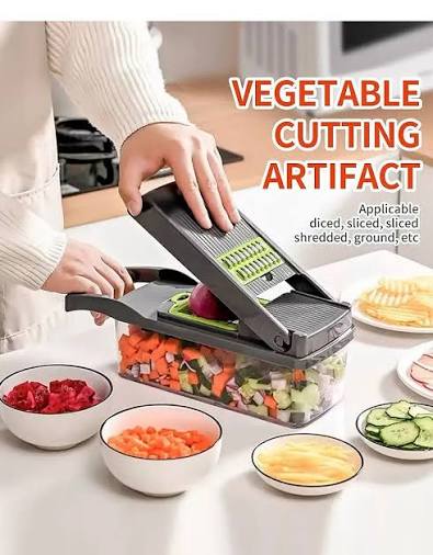 Multifunctional Vegetable Cutter & Chopper | Manual Slicer, Dicer, Grater & Peeler for Fruits, Onion, Potato & Cheese | Stainless Steel Blades